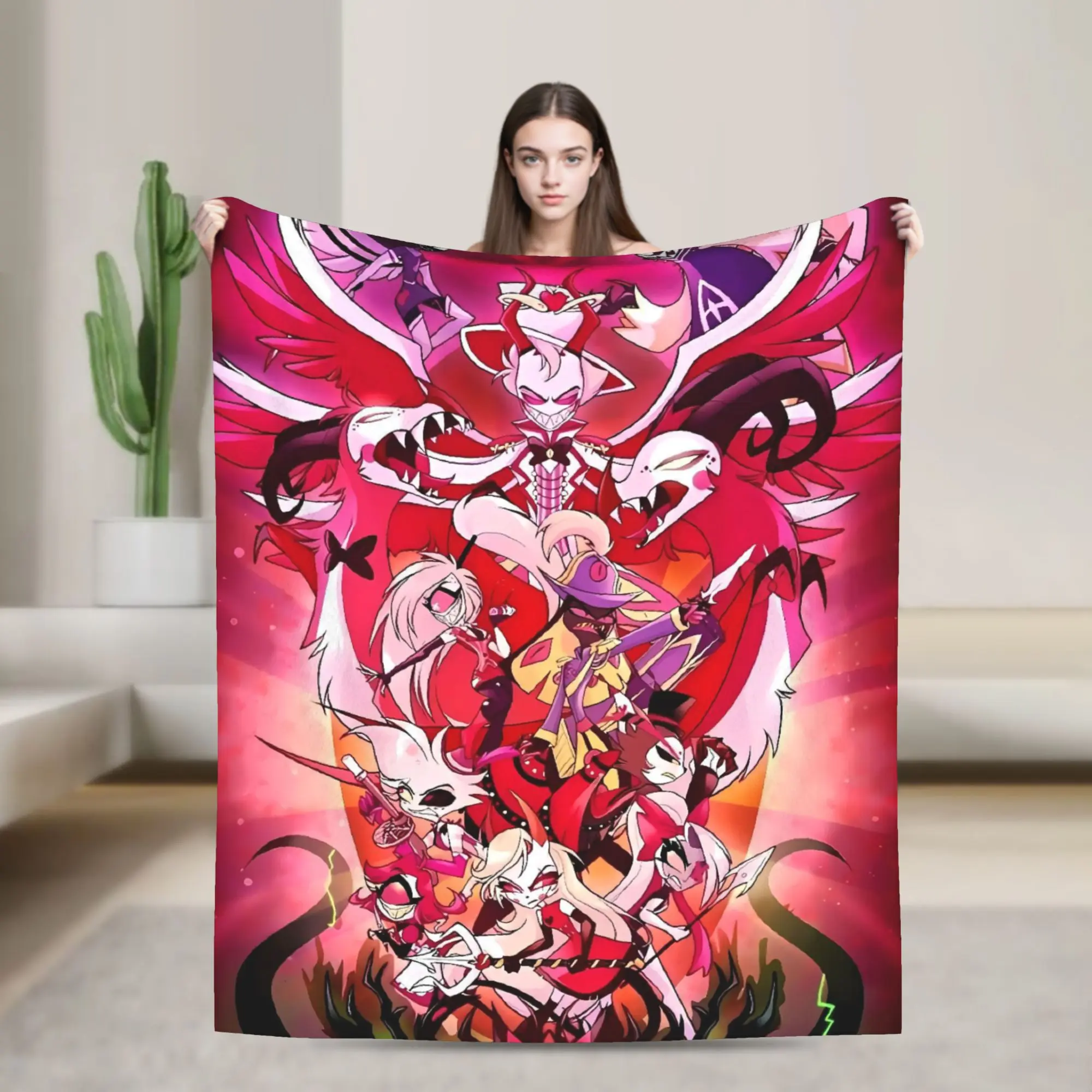 VOX H-Hazbin Hotel Alastor Game Blankets  Warm Soft Pattern Plush Throw Blanket For Outdoor Travel Flannel Bedspread Bed Cover