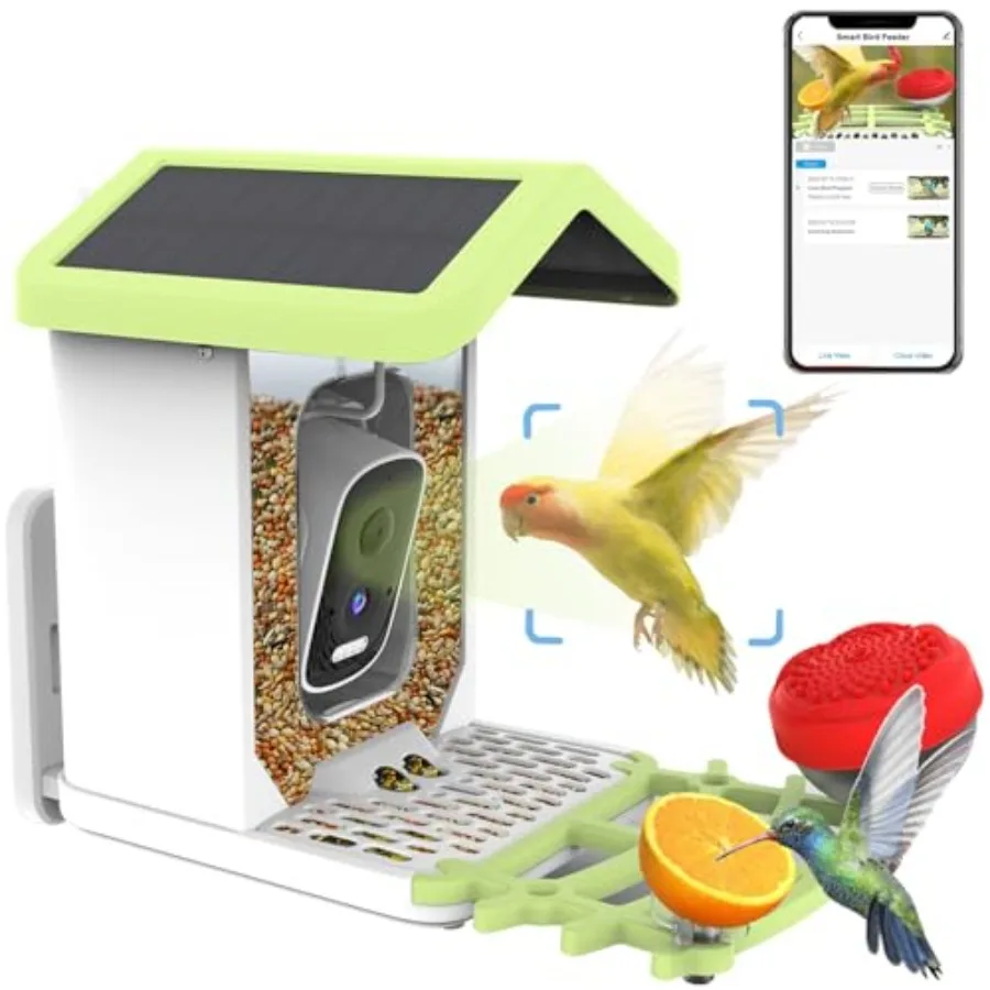 

Outdoor smart bird feeder with solar panel ABS plastic body black finish AI-powered 4K HD camera for bird species identificatio