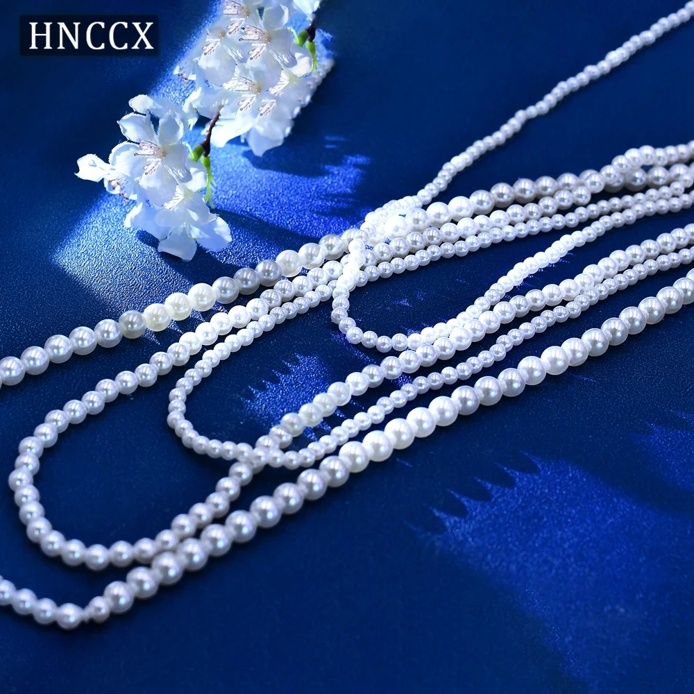 HNCCX Trendy Pearl Bride Headband Handmade Long Pearl Chain Hair Accessories Wedding Headwear Women's Wedding Adornment CP719