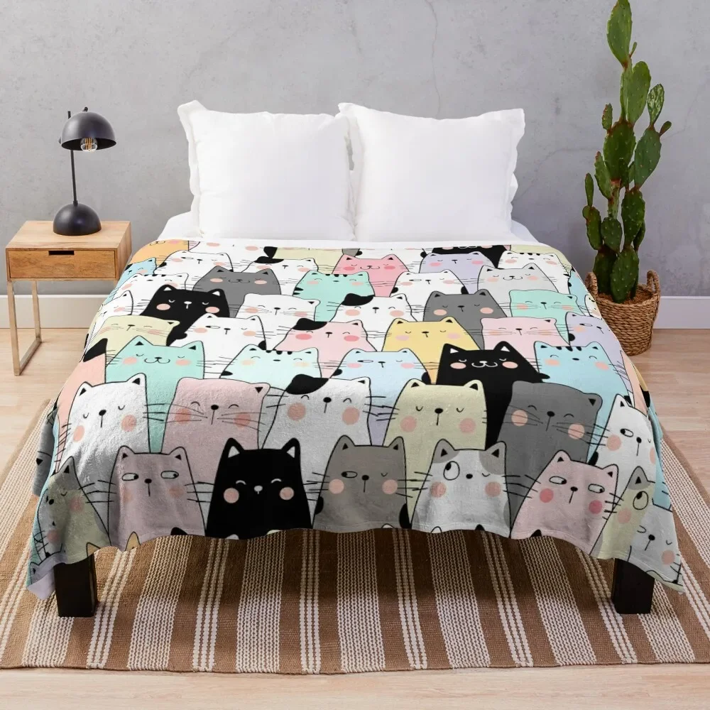 Colorful Cats Throw Blanket Summer Beddings valentine gift ideas For Sofa Thin Sofa Blankets