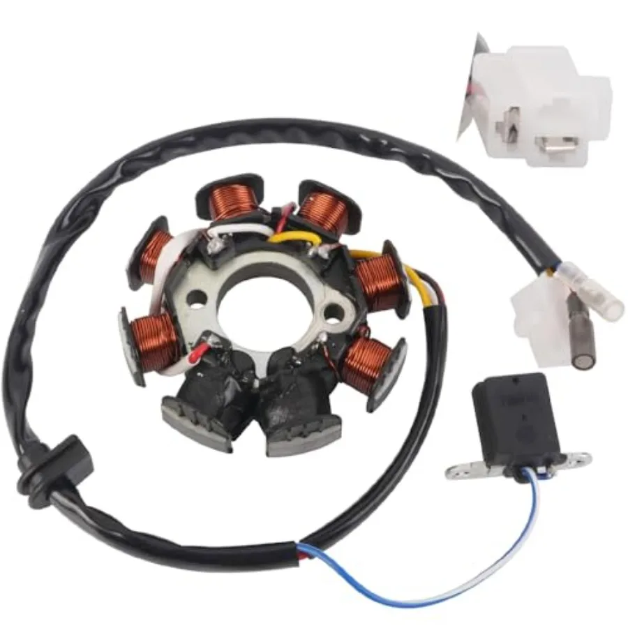 مغناطيسي الإشعال الجزء الثابت 4 أسلاك التيار المتناوب 8 أقطاب يناسب GY6 49cc 50cc 80cc 100cc 125cc 150cc 139QMB 147QMD 152QMI 157QMJ سكوتر Mo