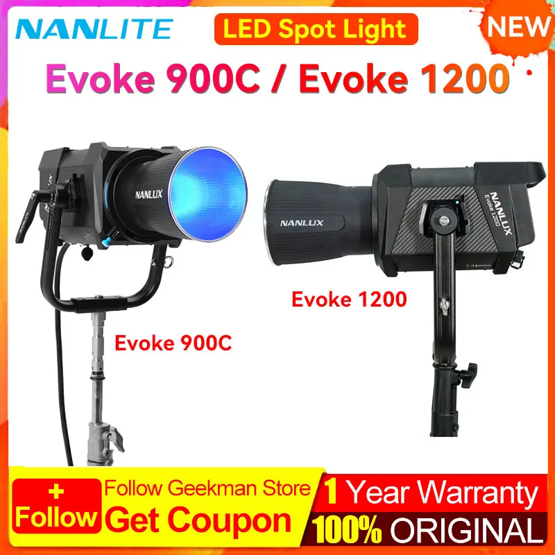 Nanlite Nanlux Evoke 1200B Bi-Color 1200 LED Daylight / Evoke 900C RGB LED Spot Light for Studio Film Production