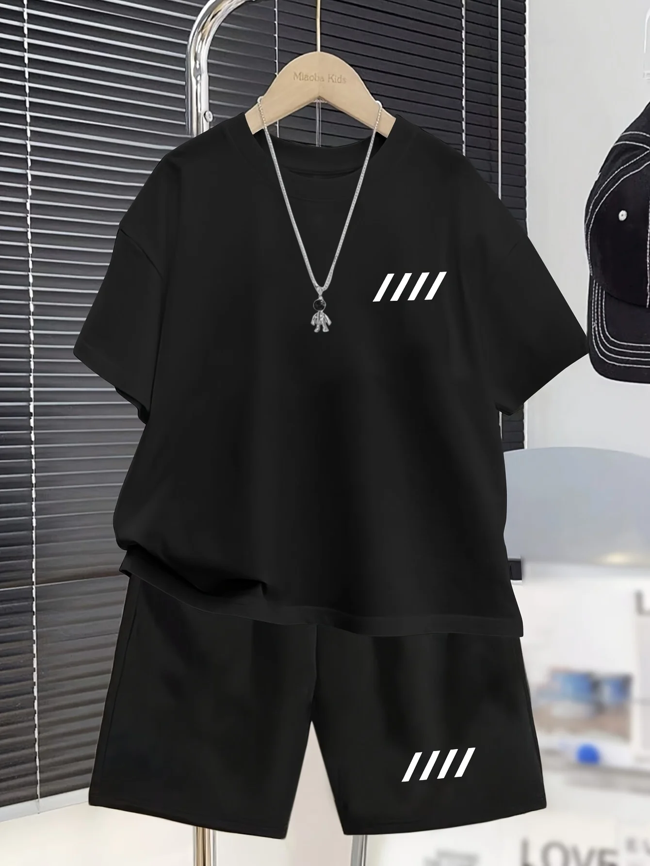 Adolescent Boys Striped Prints Leisure Summer Short-sleeved Suits Spring/summer Outdoor Sports Shorts Fashion Boy T-shirt Coat