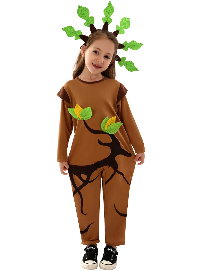 Plants Cosplay Brown Tree Costumes International Children's Day Halloween for girl with accessories