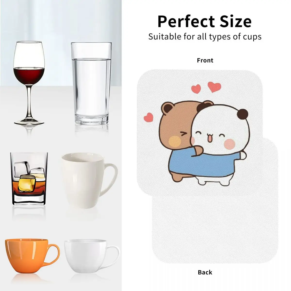 Bear And Panda Bubu Dudu Balloon Coasters Kitchen Placemats Non-slip Insulation Cup Coffee Mats Tableware Pads Set of 4 view 5