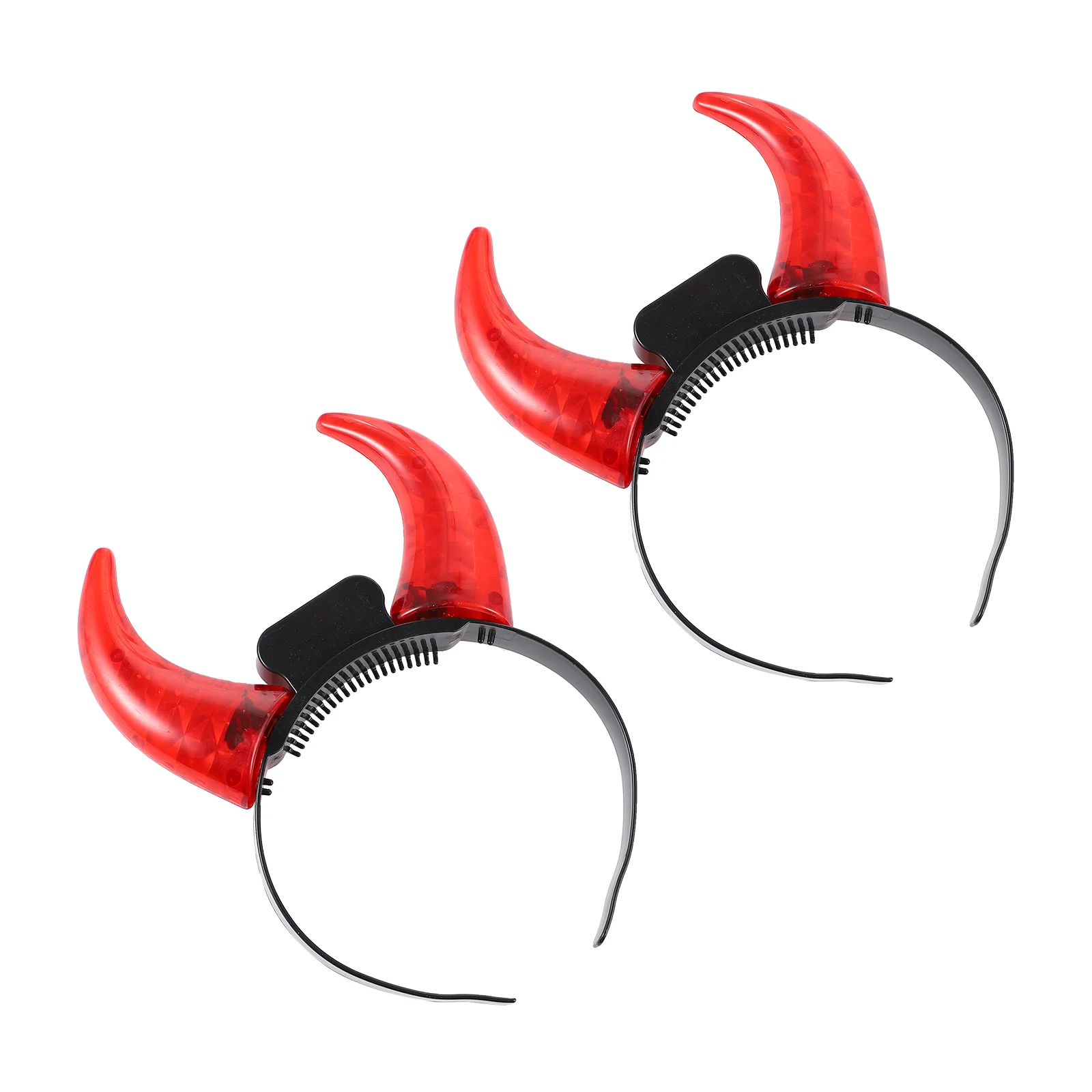 2pcs LED Glowing Devil Horn Headband Luminous Halloween Party Headwear Carnival Headdress Props Devil Horns Headband