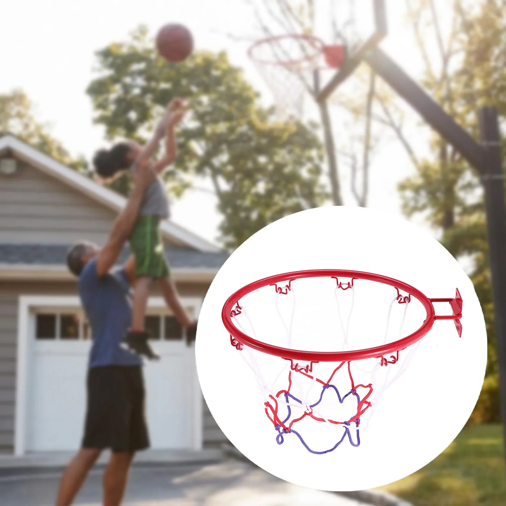 32cm Wall Mounted Basketball Hoop Netting Metal Rim Hanging Basket Basket-Ball Wall Rim with Screws Indoor Outdoor Sport