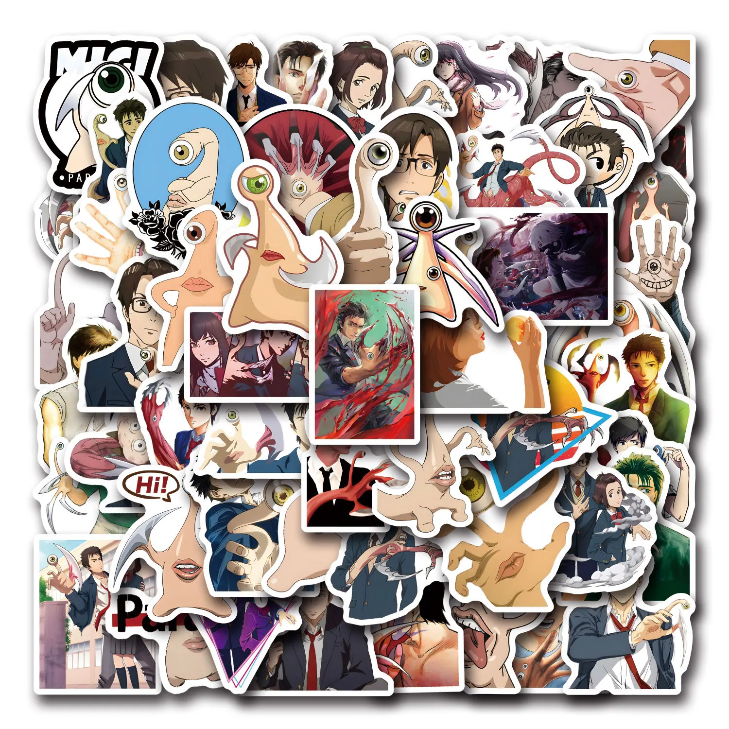 10/55PCS Anime Cartoon Parasyte Cool Stickers Graffiti Decoratie Notebook Telefoon Gitaar Garderobe Gitaar Waterdichte Sticker Speelgoed