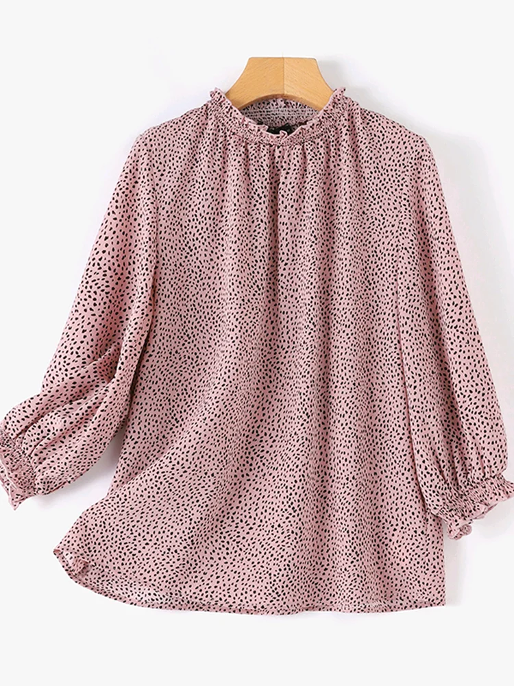 ZANZEA Women Long Sleeve Chiffon Blouse Fashion Casual Solid Stand Pullover Chemise 2023 Spring Office Lady Tops Tunic Oversized