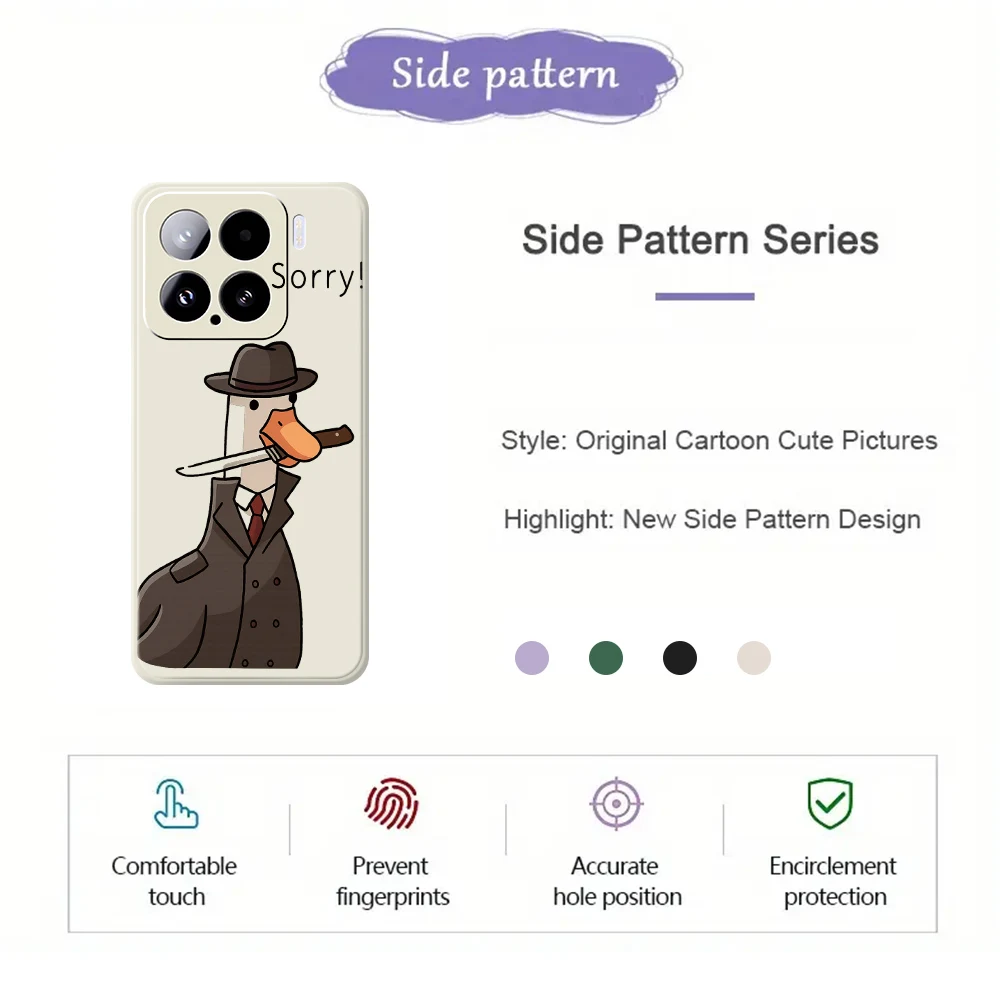 오리 탐정 스타일 전화 케이스 샤오미 미 15 울트라 미 14T 13T 11T 프로 커버 샤오미 미 13T 프로 미 11T 프로 실리콘 케이스
