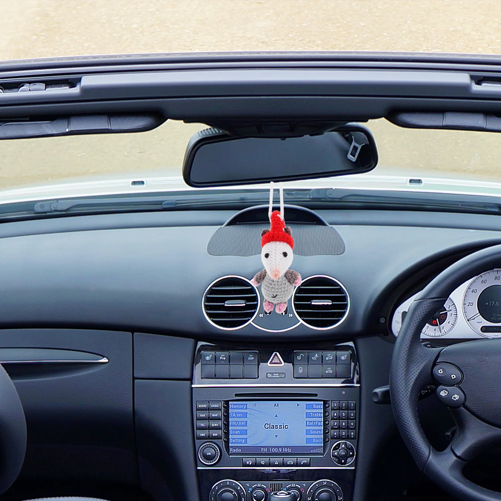 

Cute Car Rearview Mirror Pendant Adorable Didelphid Design Fade Resistant Easy Install Hanging Accessory Interior