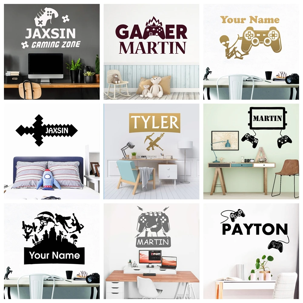 1 pc fun games customize name Wall Art Decal Decoration Fashion Sticker For Home Decor Living Room Bedroom Wall Art Decal