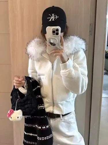 Pink Hoodie 2000s Cute Clothes Spicy Girls Streetwear High Street Classic Minimalist Unique Casual Jacket Faux Fur Collar Hoody - Image 2