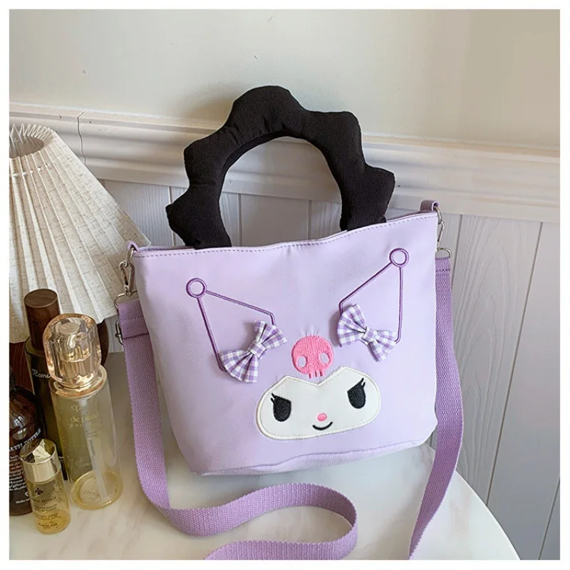 Miniso Sanrio Hello Kitty bolso de mano de lona, Cinnamoroll Kuromi, bolso de hombro para mujer, bolso de viaje para chica deportiva, monederos y bolsos