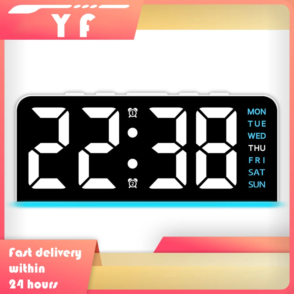 

Multi-Function Ambient Light LED Desk Clock With Adjustable Brightness Options Digital Wall Clock Electronic LED Alarm Clock