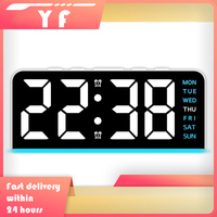 Multi-Function Ambient Light LED Desk Clock With Adjustable Brightness Options  Digital Wall Clock Electronic LED Alarm Clock