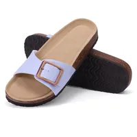 Bebealy Women's Cork Footbed Slippers Summer Leather Beach Flip Flops with Adjustable Buckle Lady Clogs Sandal With Arch Support - Image 6