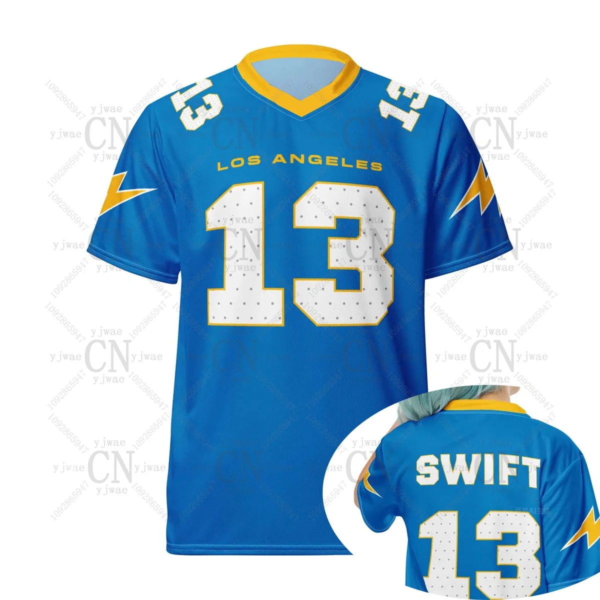 

Lucky No.13 Football Jersey T-shirt American Pop Female Singer Concert Fans Tee Fashion Streetwear Summer Women's T-shirts Top