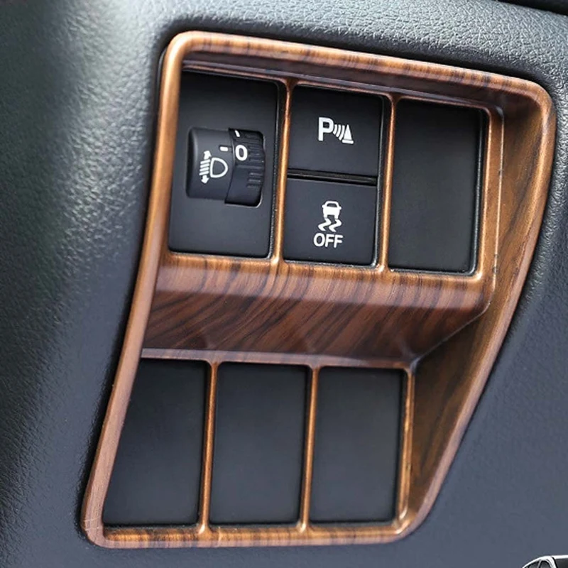 For Honda CRV CR-V 2017 - 2021 Peach Wood Grain Head Light Lamp Light Contral Cover ESP Off Switches Buttons Frame Trim