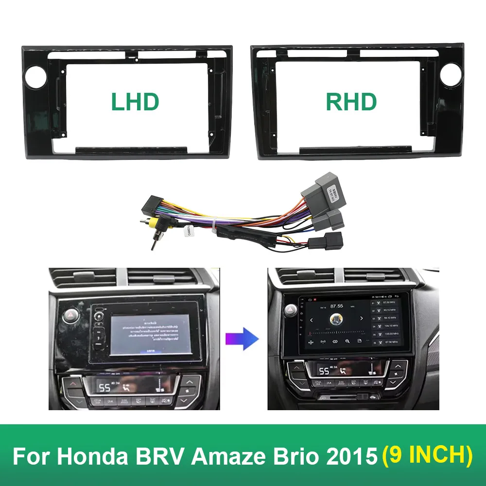 9 Inch Car Frame Fascia Adapter For Honda BRV Amaze Brio 2015 Android Radio Dash Fitting Panel Kit