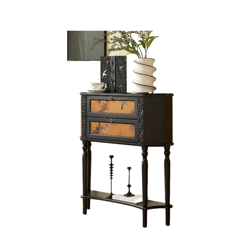 

Французский ретро-шкаф для прихожей из массива дерева, декоративный входной шкаф из массива дерева, средний антикварный шкаф для хранения.