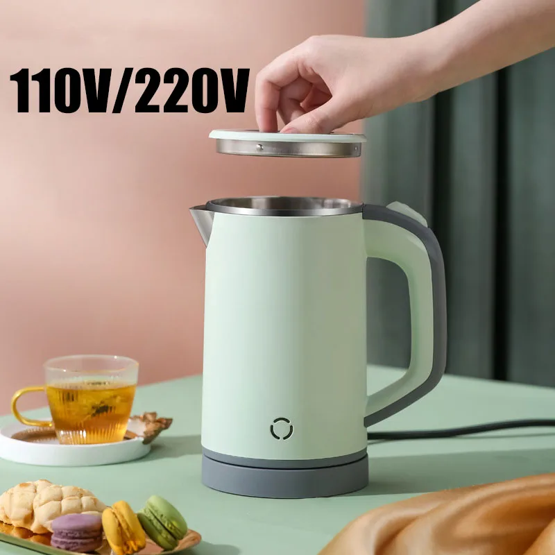 110V/220V Electric Kettle Fast Heating Water Boiler Kettle Tea Pot Stainless Steel Liner Tea Maker Anti-overheat 0.8L