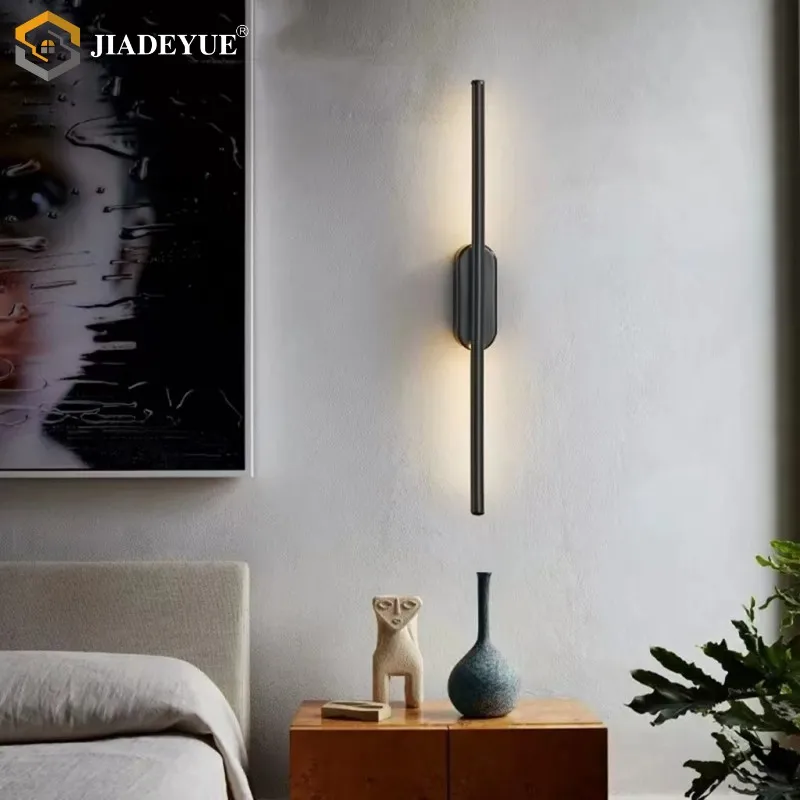 Modern simple long LED wall lamp Bedroom bedside lamp Northern Europe luxury wall lamp Living room Hotel wall lamp