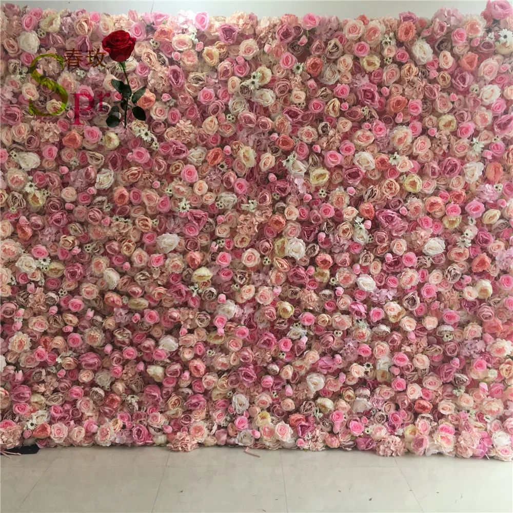 

SPR Cheap wholesale pink artificial flower wall for wedding event decoration rose artifical panel floral peony backdrop