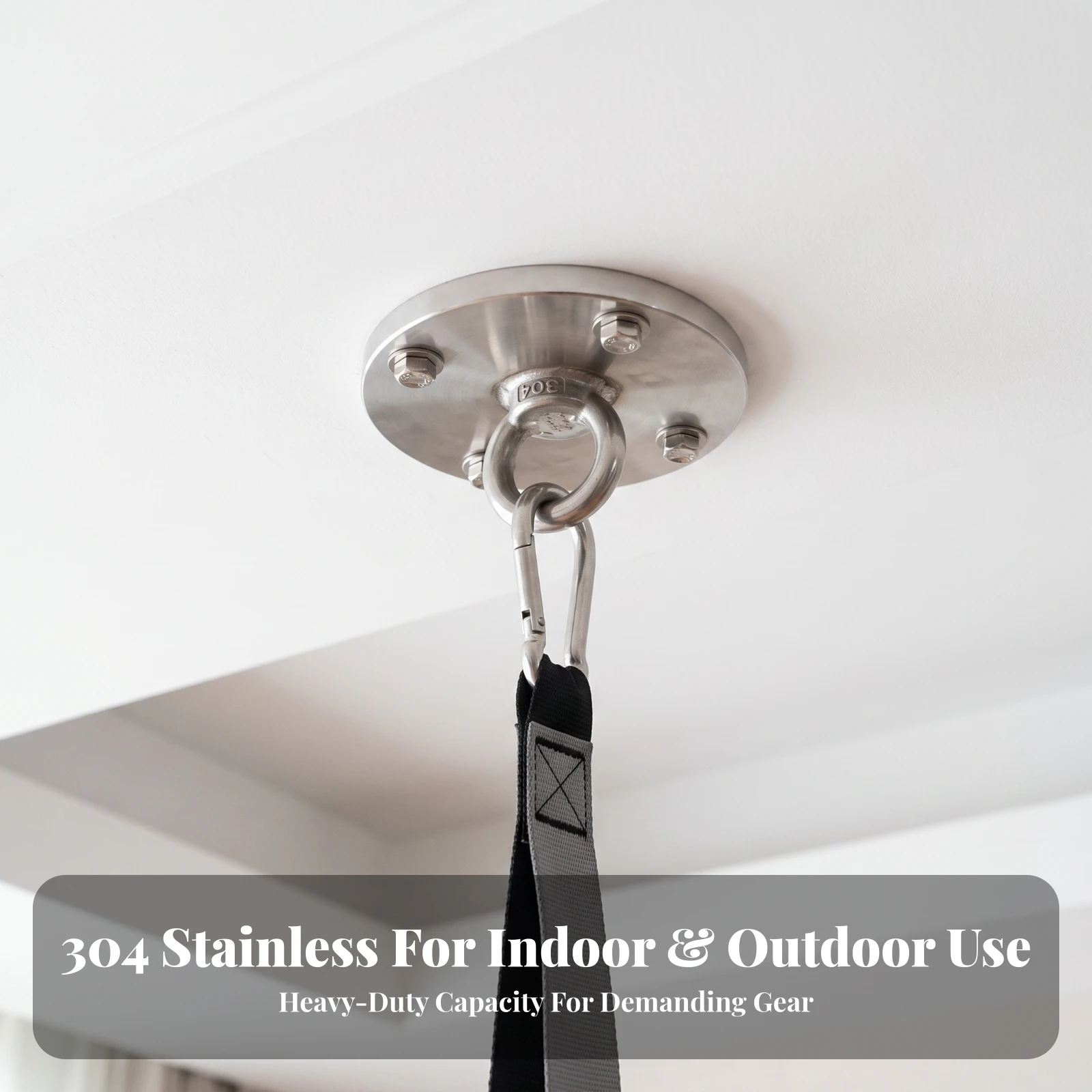 Ceiling Mounting Plate with Eye Loop Heavy-Duty Hanging Plate with Loop Stainless Steel Pad Eye Long-Lasting Hardware Round