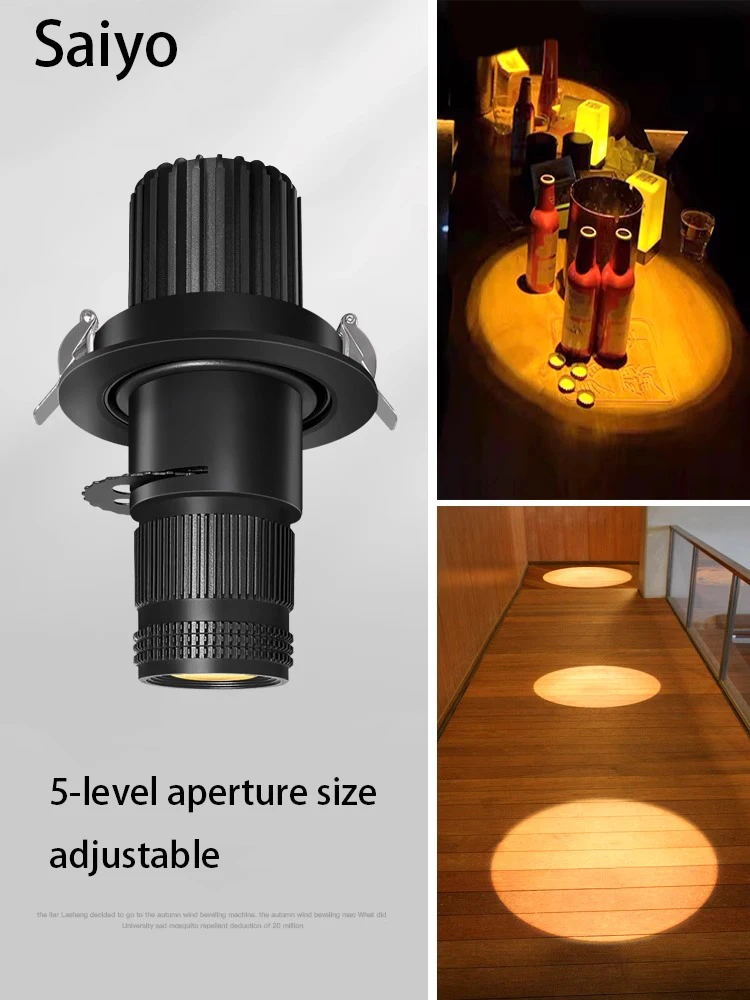 

LED Spotlights Recessed Adjustable Aperture Size Beam Spot Light Atmosphere Focus Ceiling Lamp Stage Bar KTV Desktop Restaurant