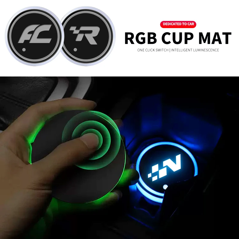 Car Logo LED Light Coaster Car Atmosphere Light Colorful Coaster For Kia Rio Ceed Sportage Cerato Soul Sorento K2 K3 K4 K5 Flip