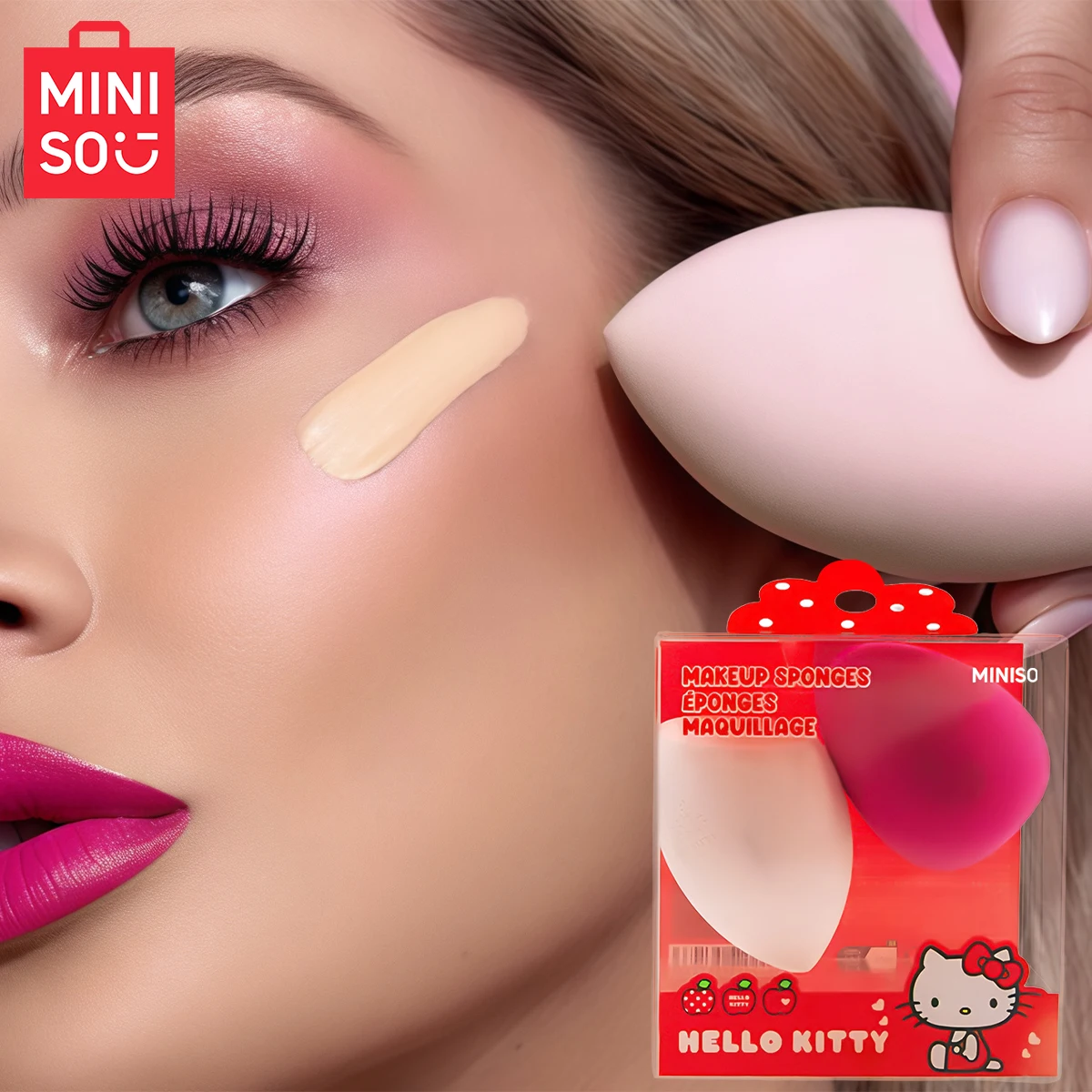 MINISO HelloKitty Apple Season Collection Makeup Egg 2-pack spons poederdons droog nat combinatie