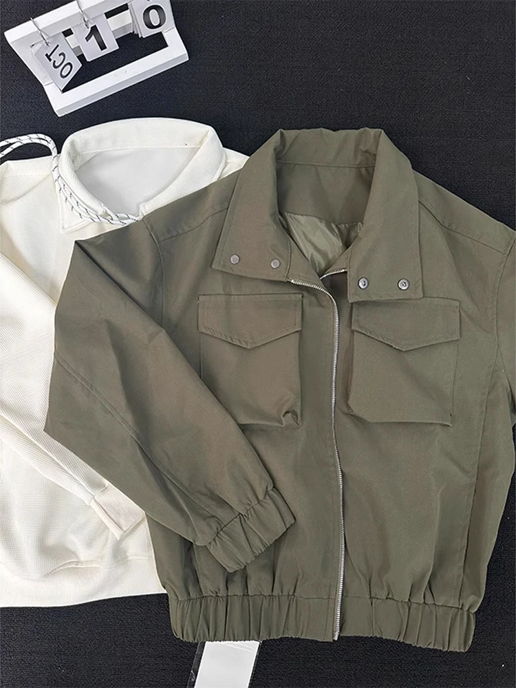 

Мужская летная куртка-бомбер с декоративной молнией, приталенного кроя, для весны и осени, из дышащего полиэстера, на молнии