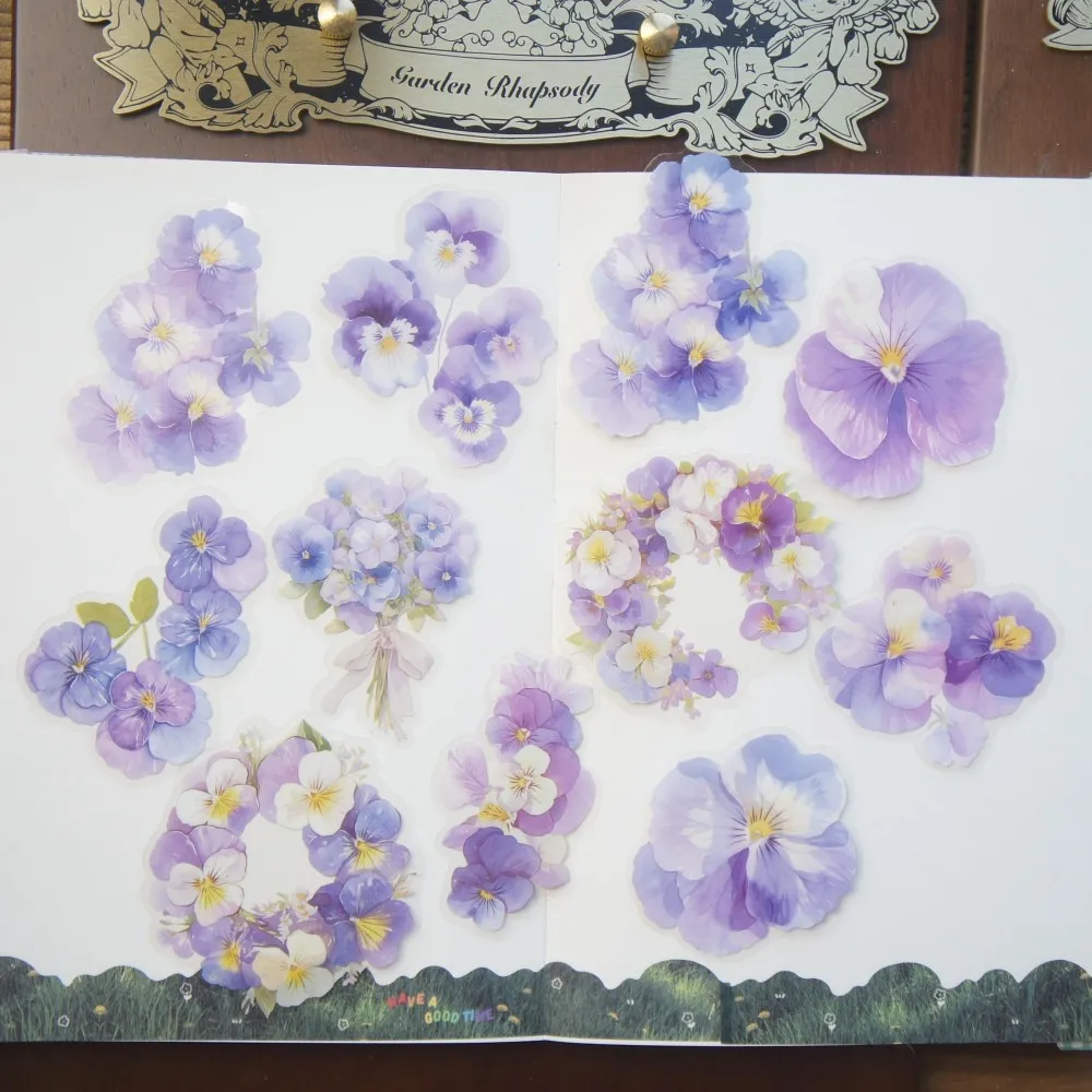

18pcs Light Color Pink Purple Yellow Blue Flower PVC Sticker Scrapbooking DIY Gift Packing Label Decoration Tag