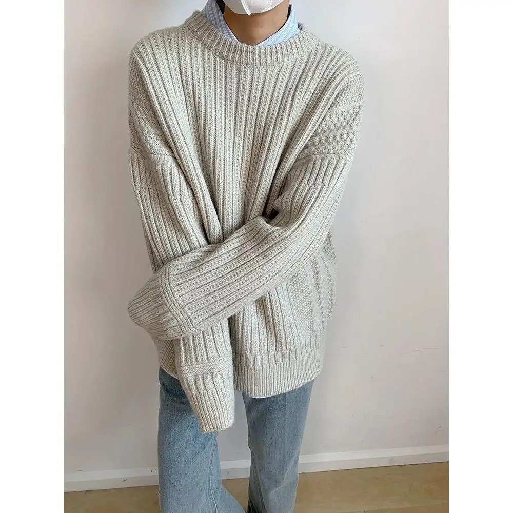 

Casual Thiened round Ne Knitted Sweater Men Women Autumn Winter Lazy Sle Twist Hairpin Knitwear Versatile Trendy