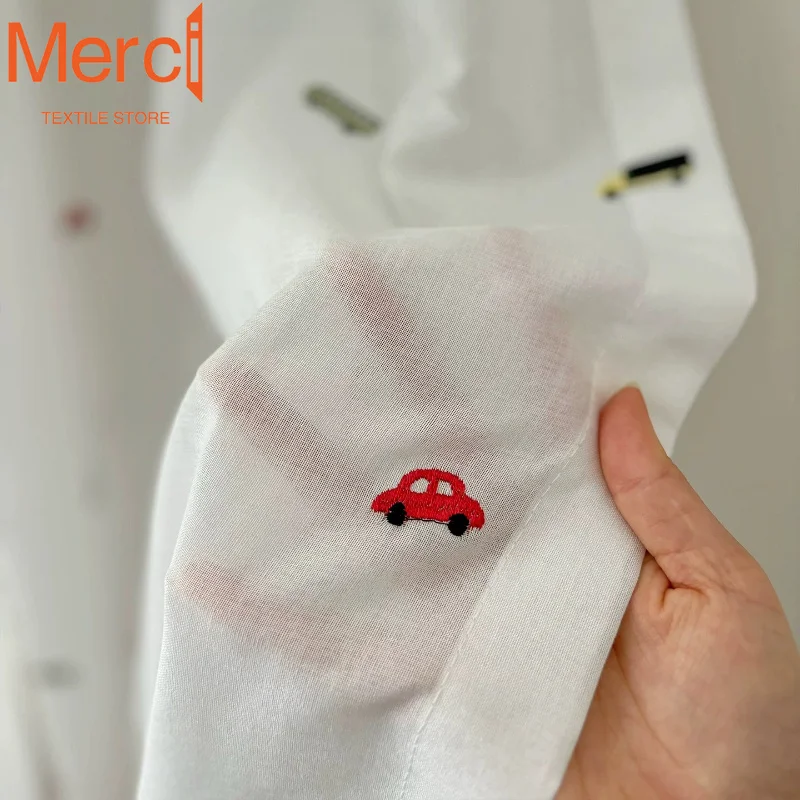 New Embroidered Mini Car Cute Cotton and Linen Tulle Curtains for Living Dining Room Bedroom Children's Room Custom Size Drapes