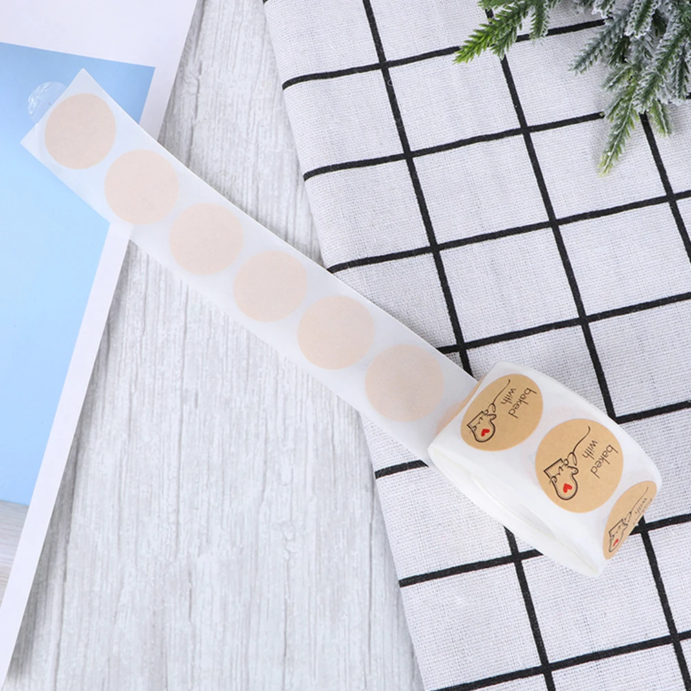 

1pcs 1 Roll Kraft Paper Sticker Sealing Decorating Cookie Bread Candy Bags Envelope Gift Card Packaging Label Premium