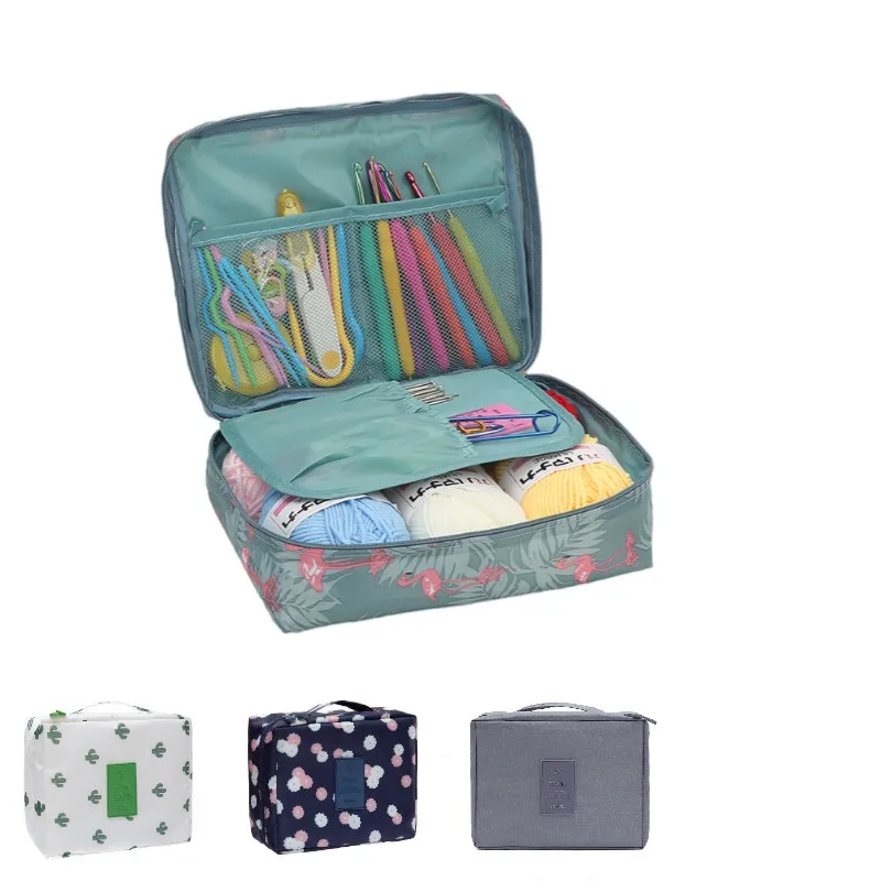 Bolsa de almacenamiento de costura portátil, bolsa divisora de malla, herramientas de tejer de hilo, estuches organizadores, almacenamiento de ropa DIY, bolsa de lavado de viaje