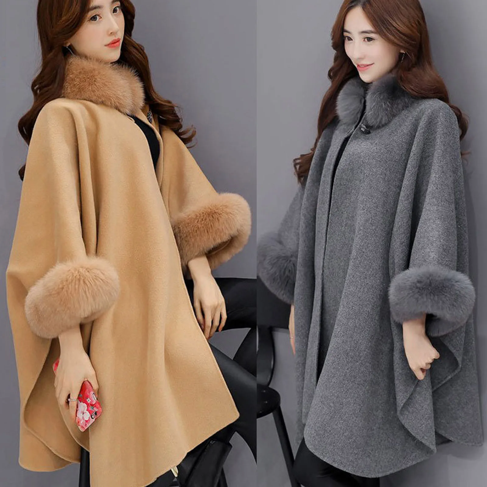 Women's Autumn Clothes Woolen Coat New Autumn and Winter Warm Fashion Fur Collar Coat Woman Elegant Temperament Fake Fur Coats