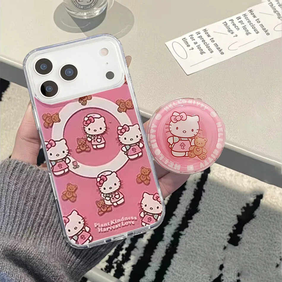 Custodia per telefono per IPhone 17 PRO 17 Air 16 15 14 Pro Max 16 Plus Cover Y2K Rosa Hello Kitty Magsafe Carica wireless Coreano Grip Tok