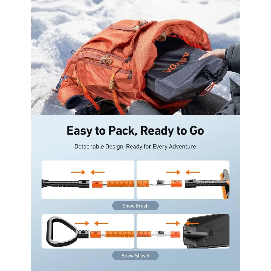 مكشطة ثلج 2 في 1 ومجموعة مجرفة ثلج مع مكشطة ثلج قابلة للتمديد مقاس 47.2 بوصة للزجاج الأمامي للسيارة فرشاة ثلج محورية 360 درجة قابلة للتعديل