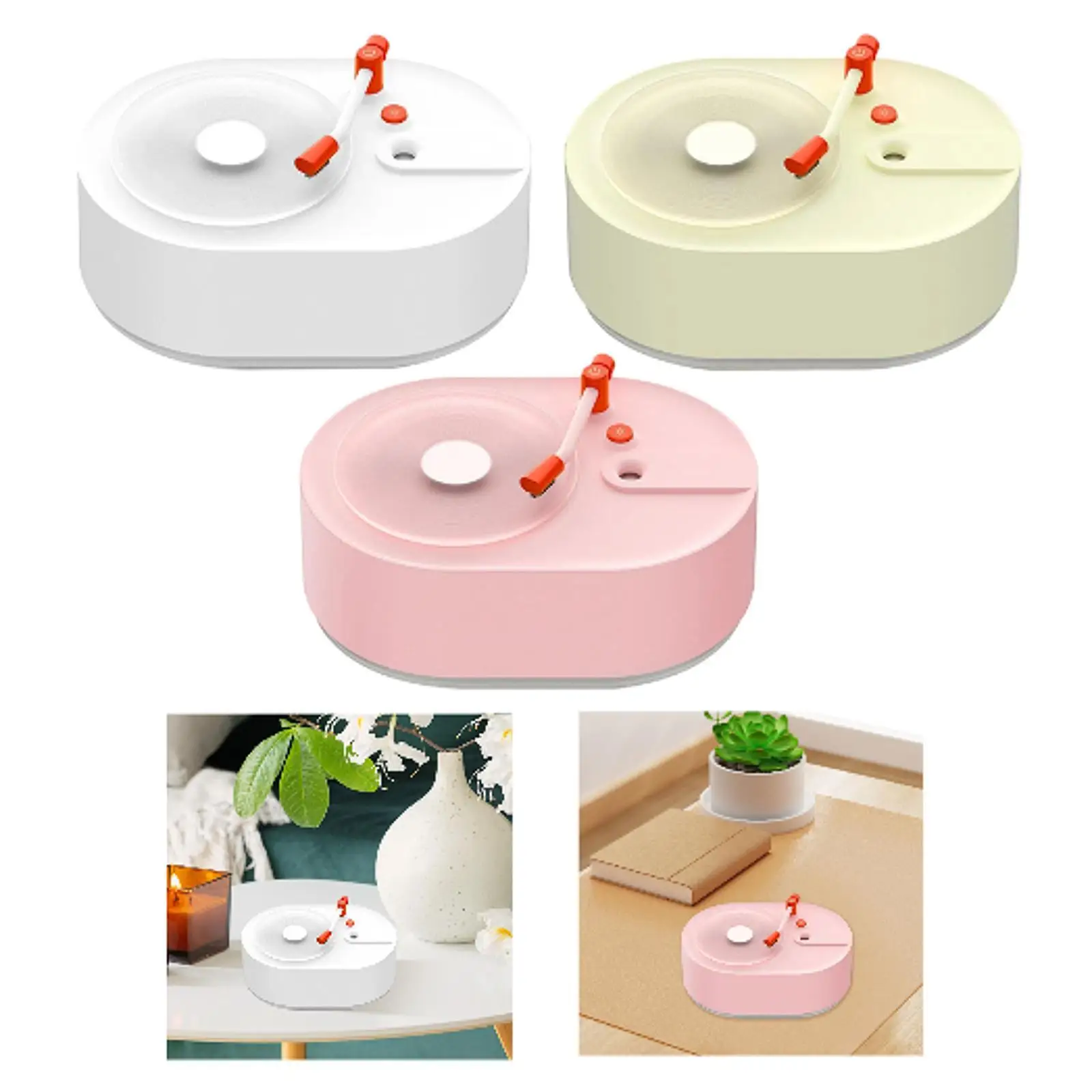 

Увлажнитель воздуха в форме проигрывателя пластинок, портативный USB бесшумный увлажнитель тумана, диффузор эфирного масла для прикроватной тумбочки, детской комнаты, спа-офиса