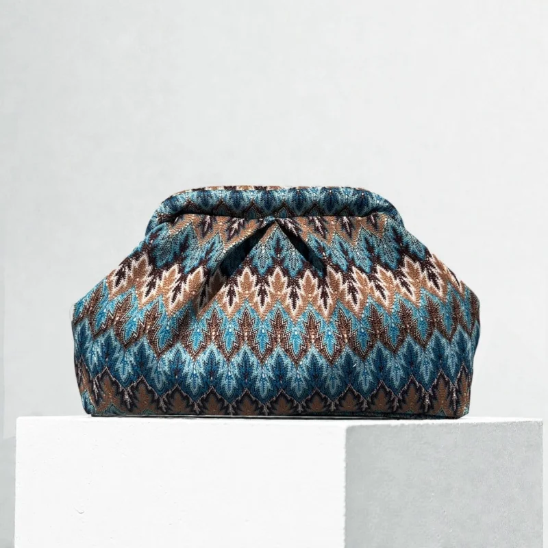 Moroccan Style Women's Clutch Bag Vintage Jacquard Folded Cloud Handbag Summer National Holiday Outdoor Colorful Clip Purse