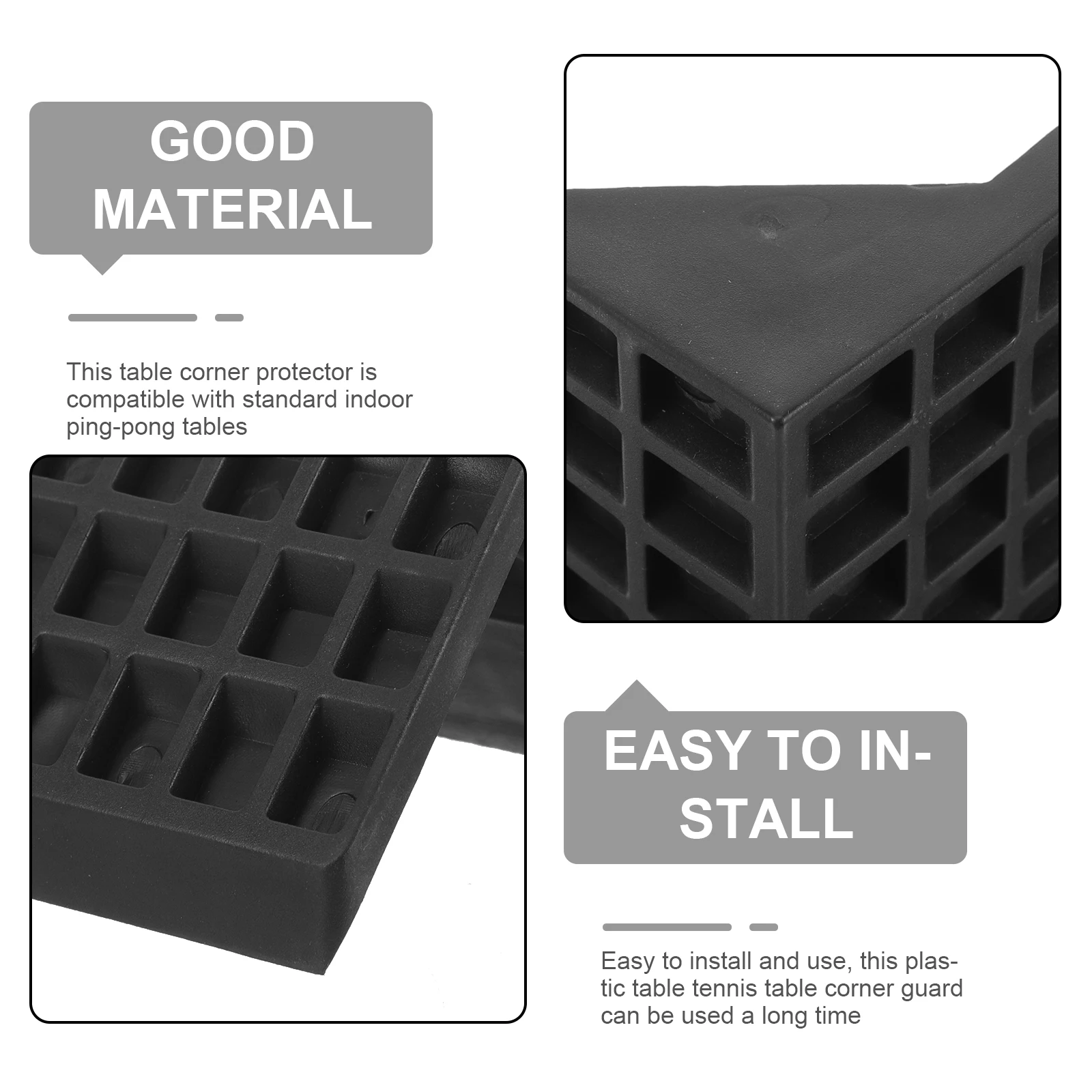 

Table Tennis Corner Protector Black Plastic Pong Table Guard Durable Safe Protective Guards For Indoor Extend Lifespan