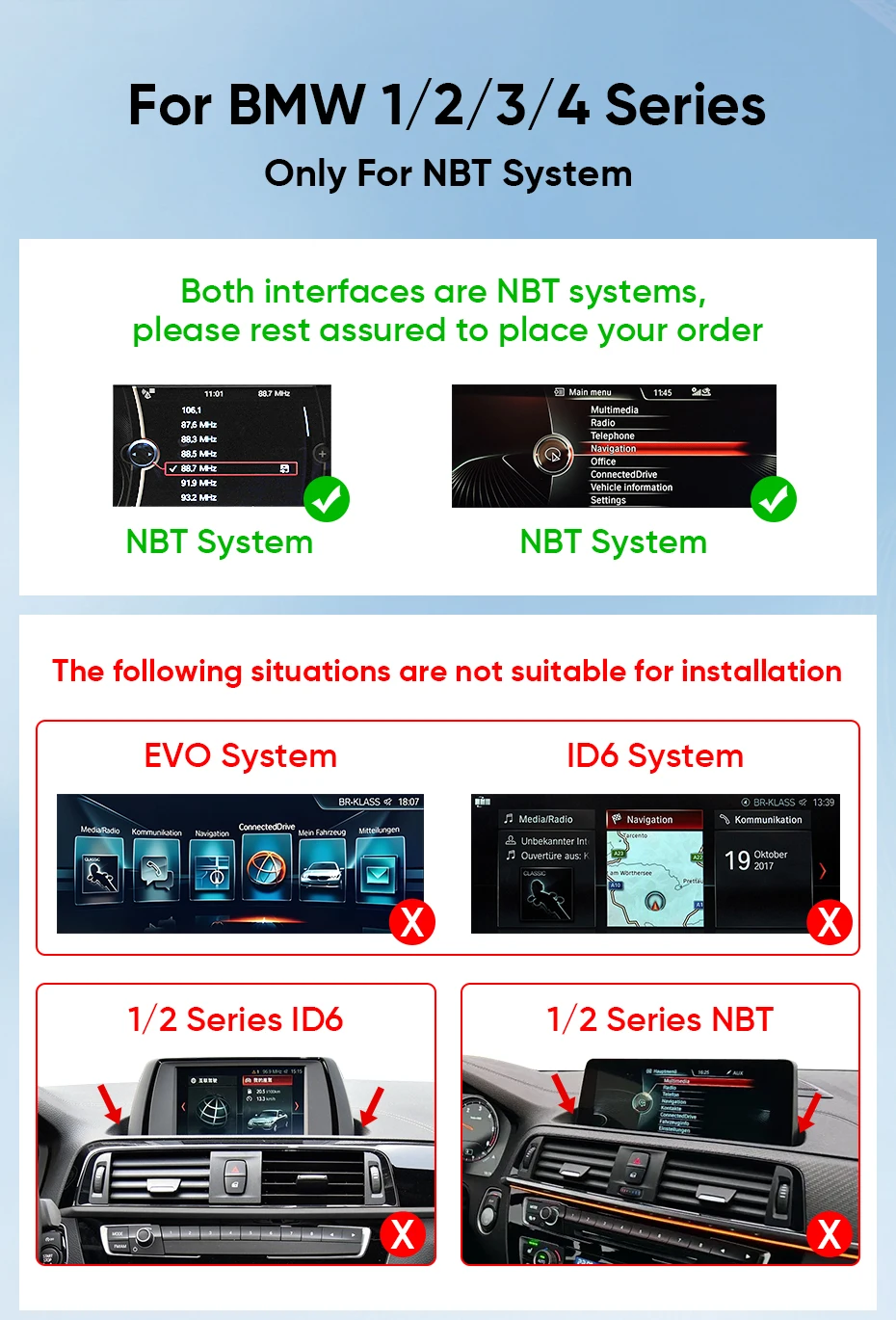 AINAVI Wireless CarPlay Android Auto für BMW 1 2 3 4 Serie F20 F21 F22 F23 F30 F31 F32 F33 F34 F35 F36 NBT 12,3 Zoll Multimedia-Player Infotainment Autoradio Auto-Audio Auto-Display Bluetooth – Detail 1