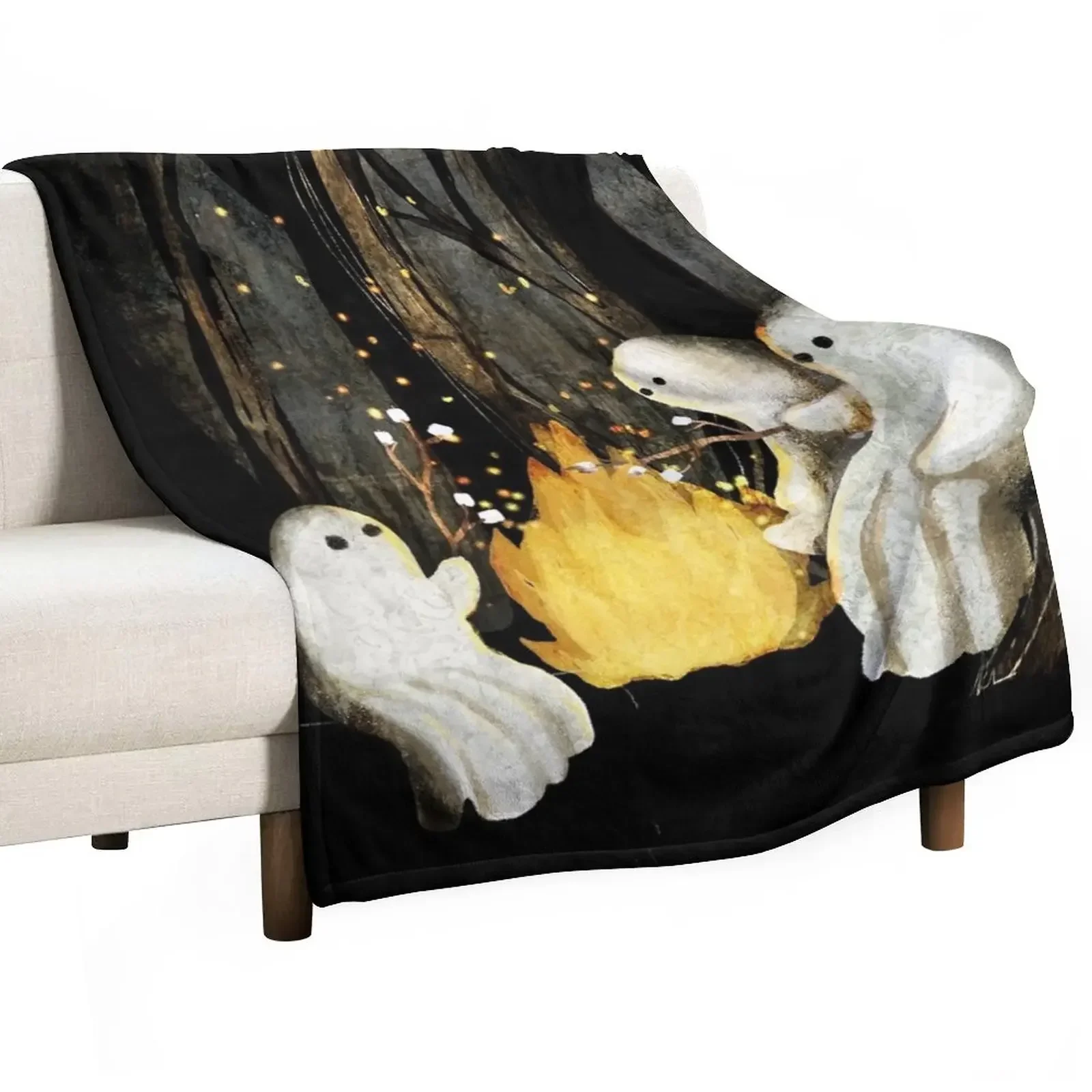 Marshmallows and ghost stories Throw Blanket Shaggy Multi-Purpose Summer Beddings Blankets