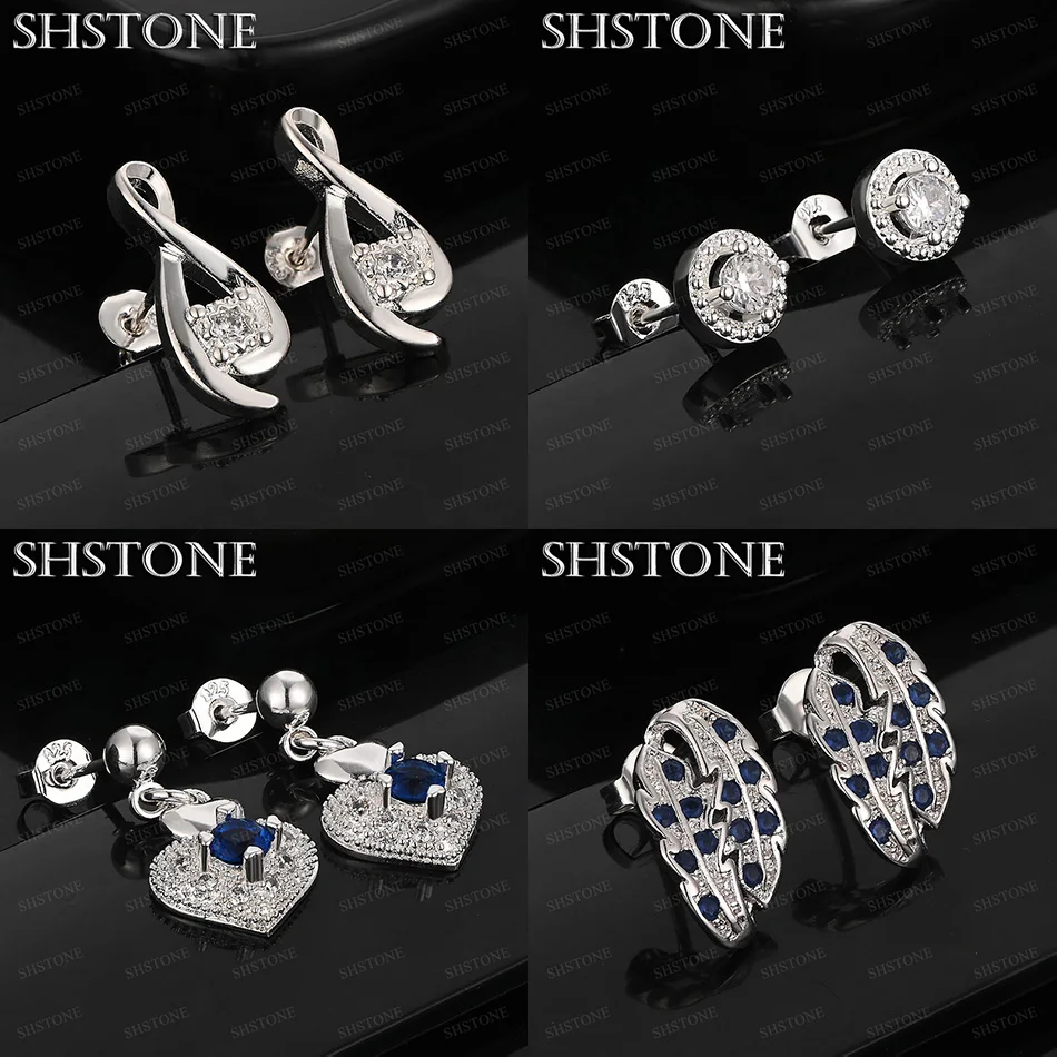 

Classic Zircon 925 Sterling Silver Number 8 Heart Circular Leaves Stud Earrings Lady Birthday Party Fashion Jewelry Accessories