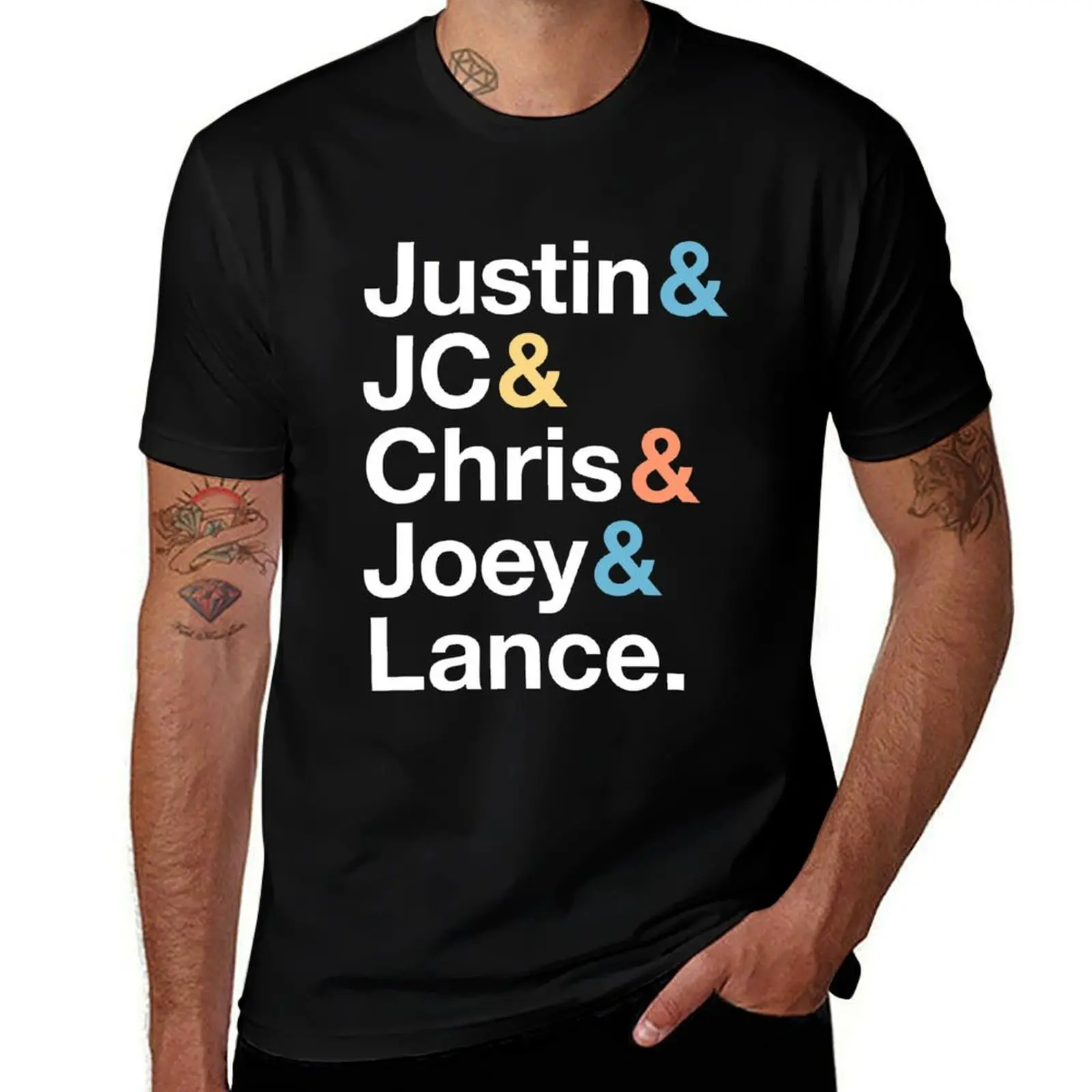 

NSYNC Names & Ampersand Style T-Shirt cotton t shirt man cotton tshirt 100% t shirt custom print T-Shirt