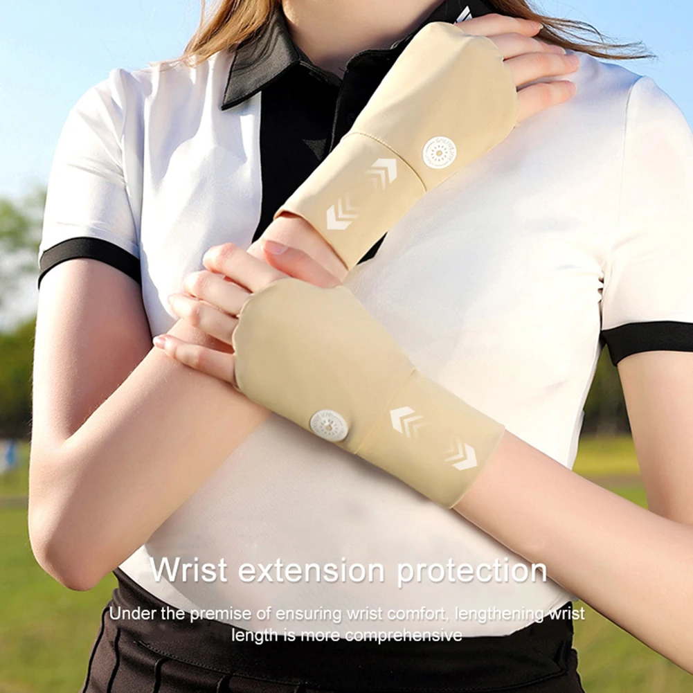

Women Sun Protector Gloves Cool Breathable Open Fingered Gloves Ice Silk Hollow Palm Elastic for Outdoor Practice
