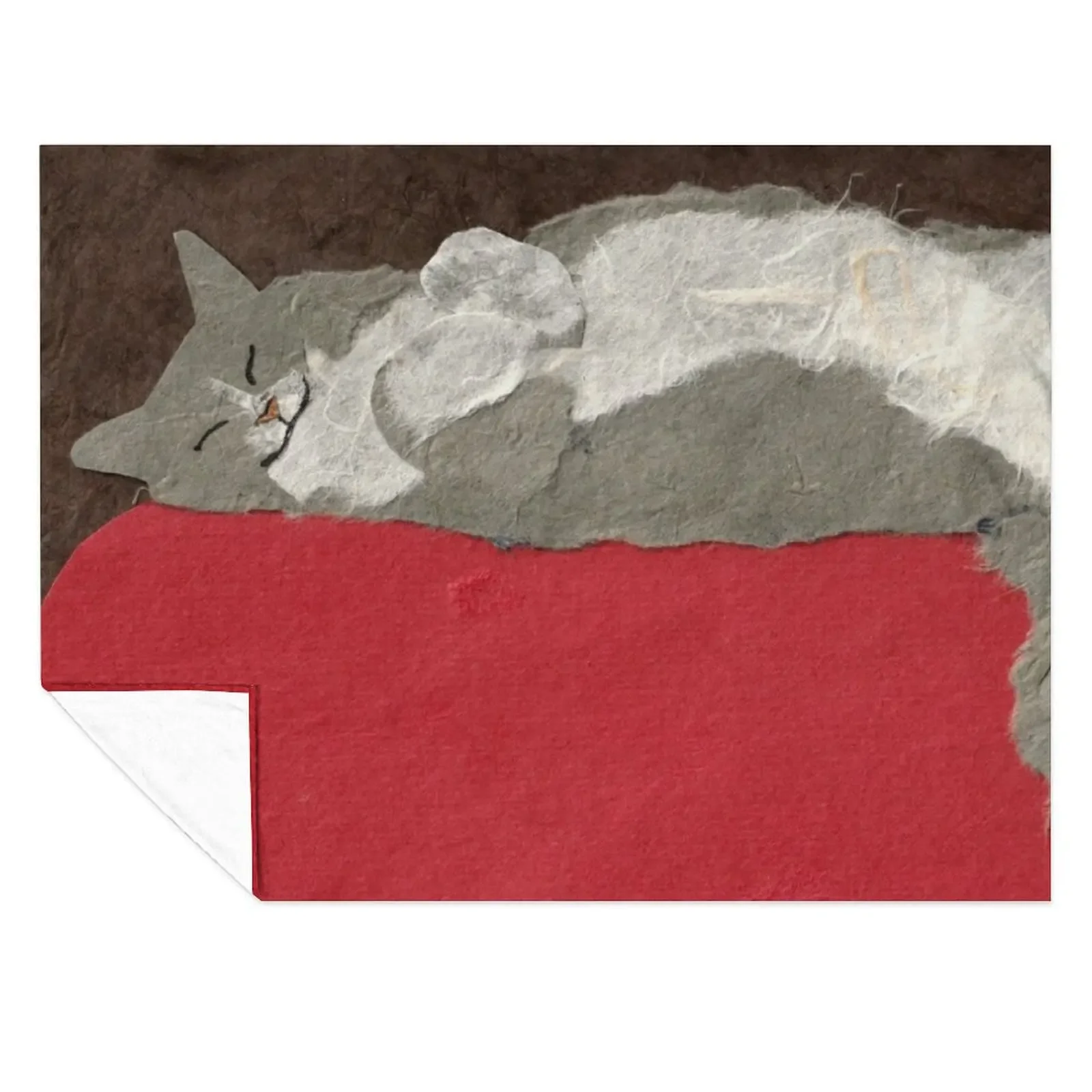 

Gray Cat on Red Throw Blanket blankets and throws Thermals For Travel Stuffeds Heavy Blankets